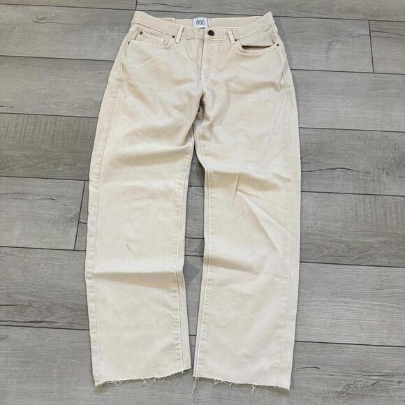 BDG Cowboy Jean Straight Leg Off White Denim Pants Women’s 32x30 Raw Hem Relax - Picture 2 of 11
